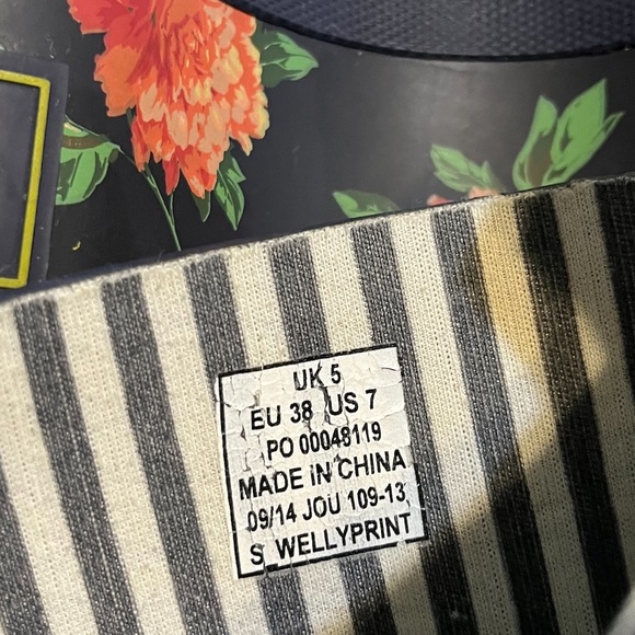 Joules Women’s floral Tall Rain Boots Size 7 - Picture 5 of 8